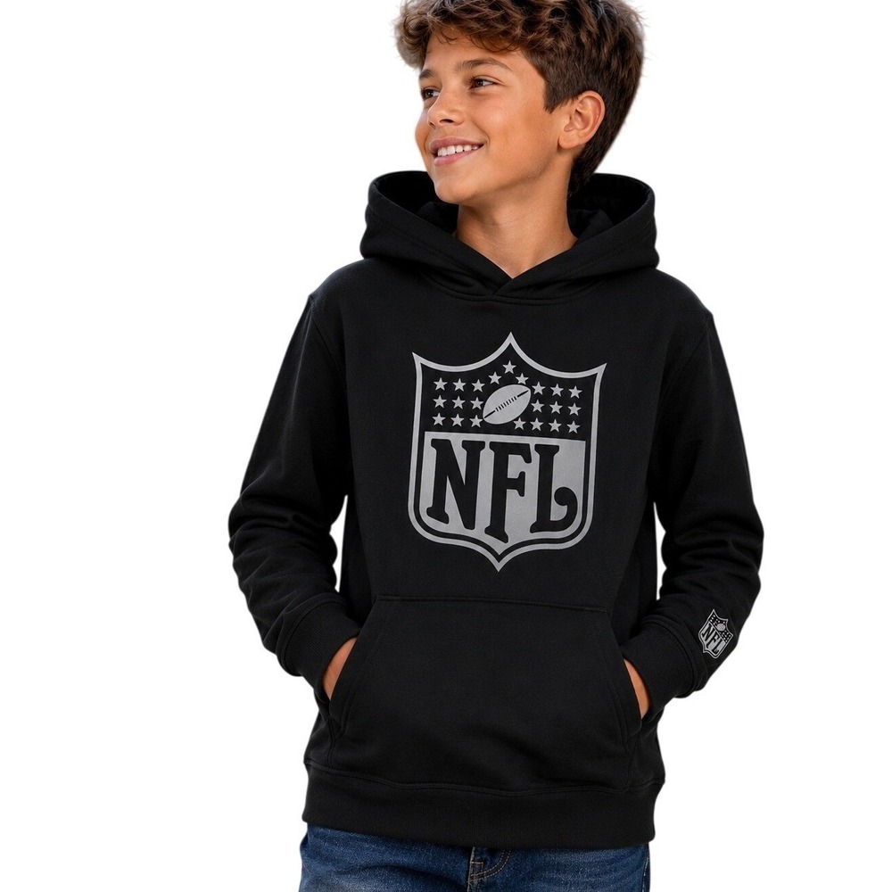 NWT NFL Team Apparel Boys 10-12 Black Logo Hoodie Pullover